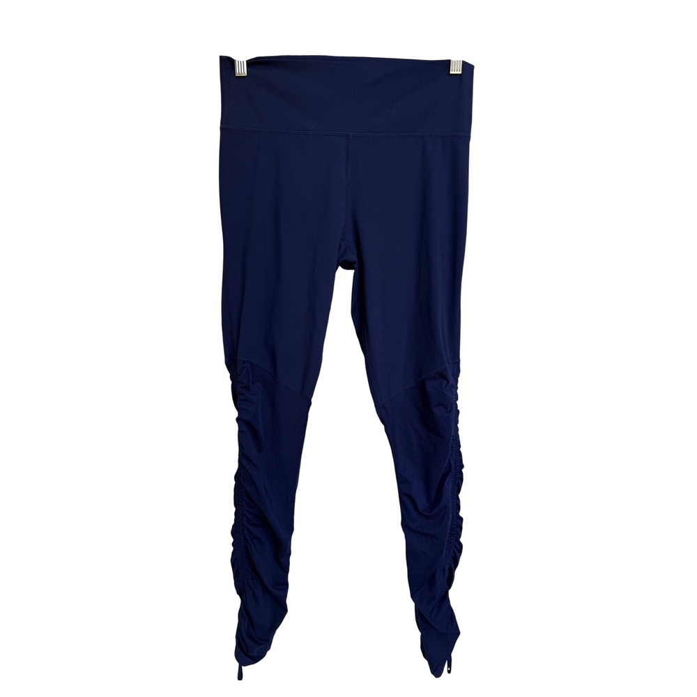 Fabletics Navy Blue Ruched High Waisted Performance Leggings Yoga Size Large